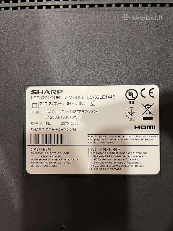 Sharp Aquos 32 televizorius + pultelis - nuotraukos Nr. 3