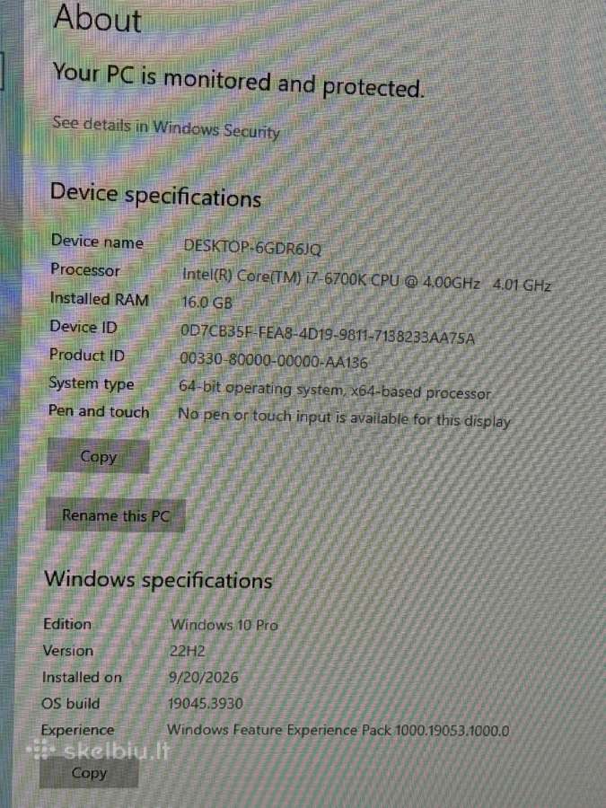 Gaming Pc i7-6700k, Gtx 1070 8gb, 16gb Ddr4 - nuotraukos Nr. 5