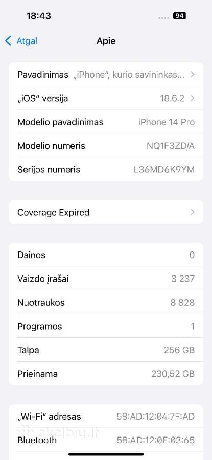 iPhone 14 pro 256gb Violetinis Atnaujintas - nuotraukos Nr. 13