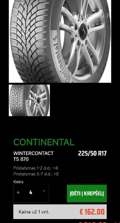 Continental Wintercontact 225/50 r17 žieminės - nuotraukos Nr. 9