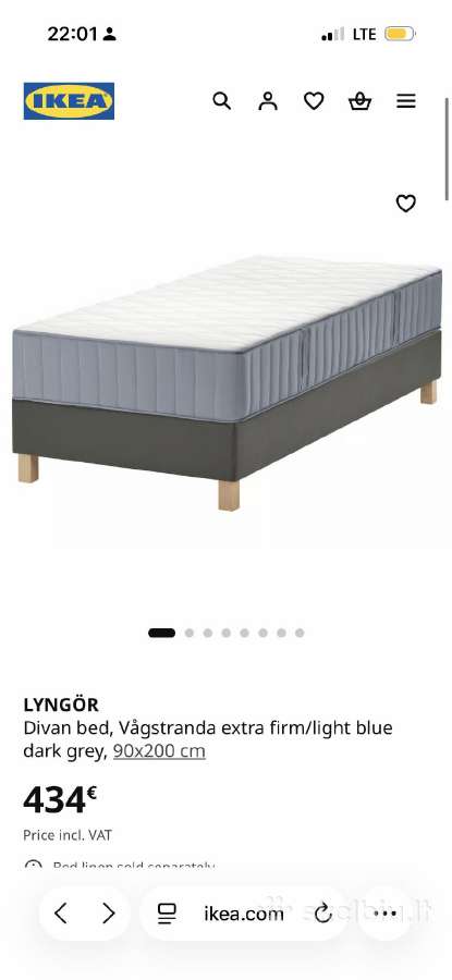 Ikea lova su čiužiniu ir čiužinio užvalkalu - nuotraukos Nr. 8