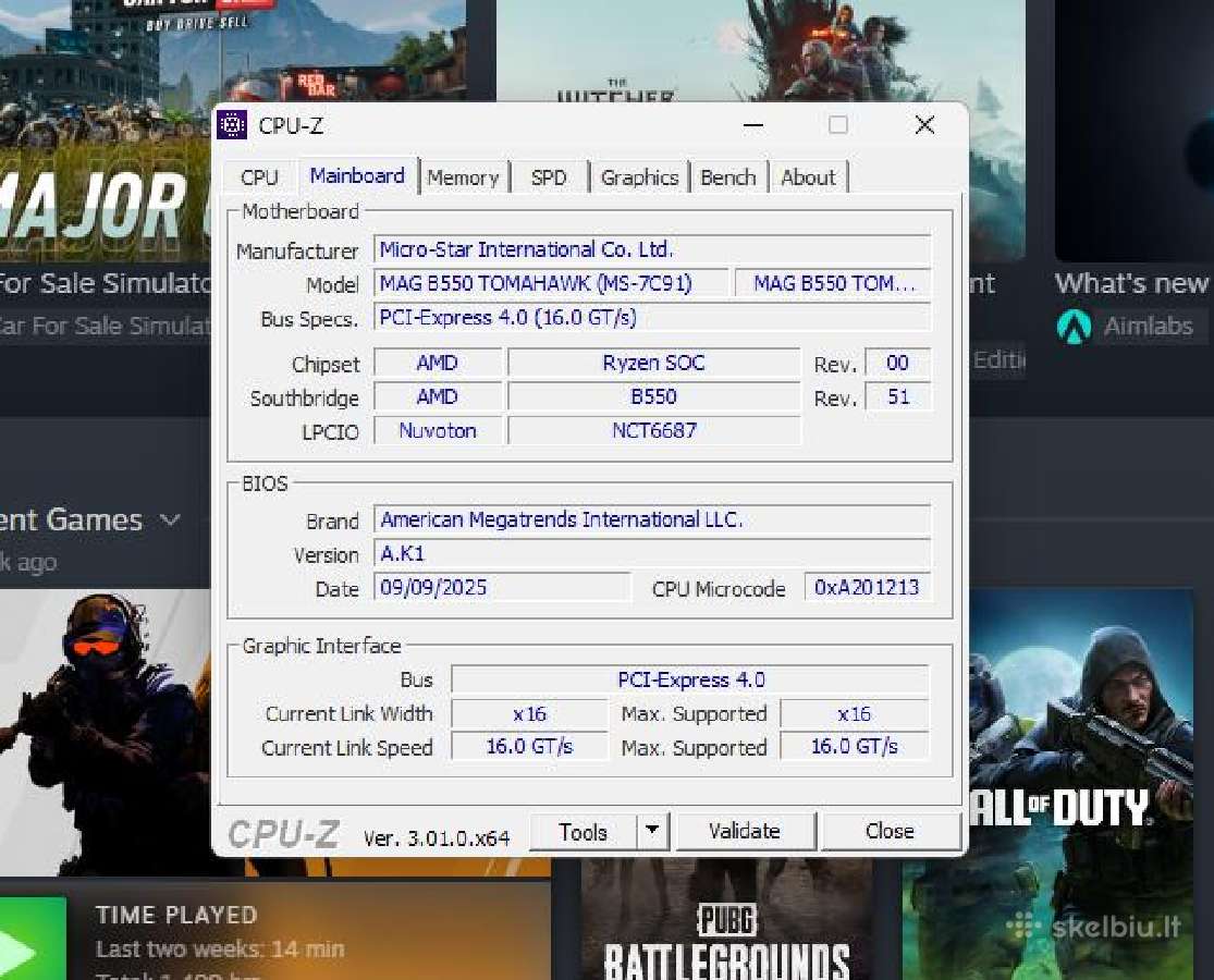 Ryzen 7 5800x3d + Msi B550 Tomahawk + 32 GB RAM - nuotraukos Nr. 6