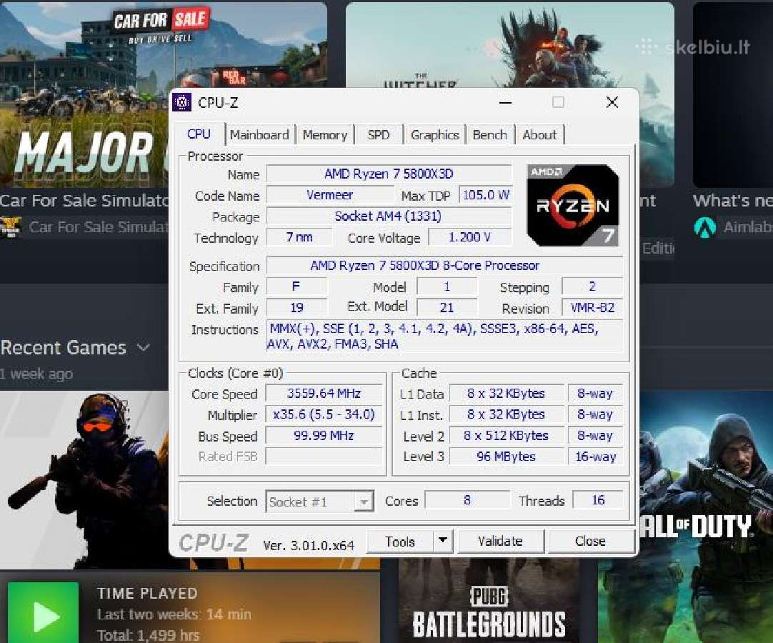Ryzen 7 5800x3d + Msi B550 Tomahawk + 32 GB RAM - nuotraukos Nr. 7