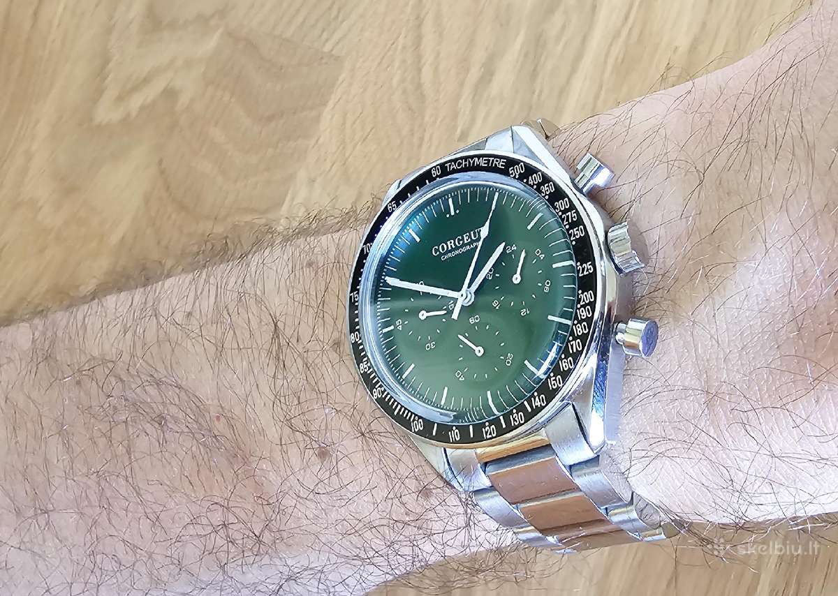 Kvarcinis laikrodis Corgeut chronografo funkcija - nuotraukos Nr. 10