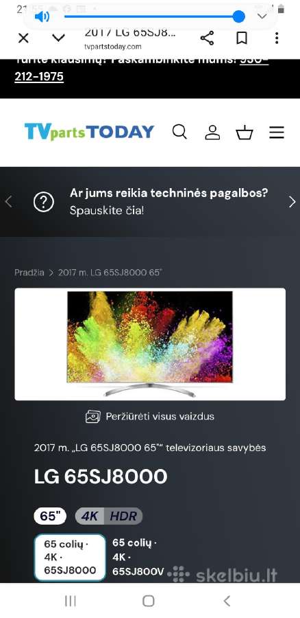 Televizorius LG 65 Sj800v 2017mduzes,veikia, - nuotraukos Nr. 2