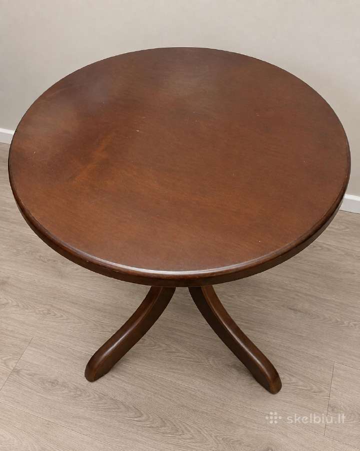Apvalus medžio masyvo stalas, 80 cm, aukštis 76 - nuotraukos Nr. 2