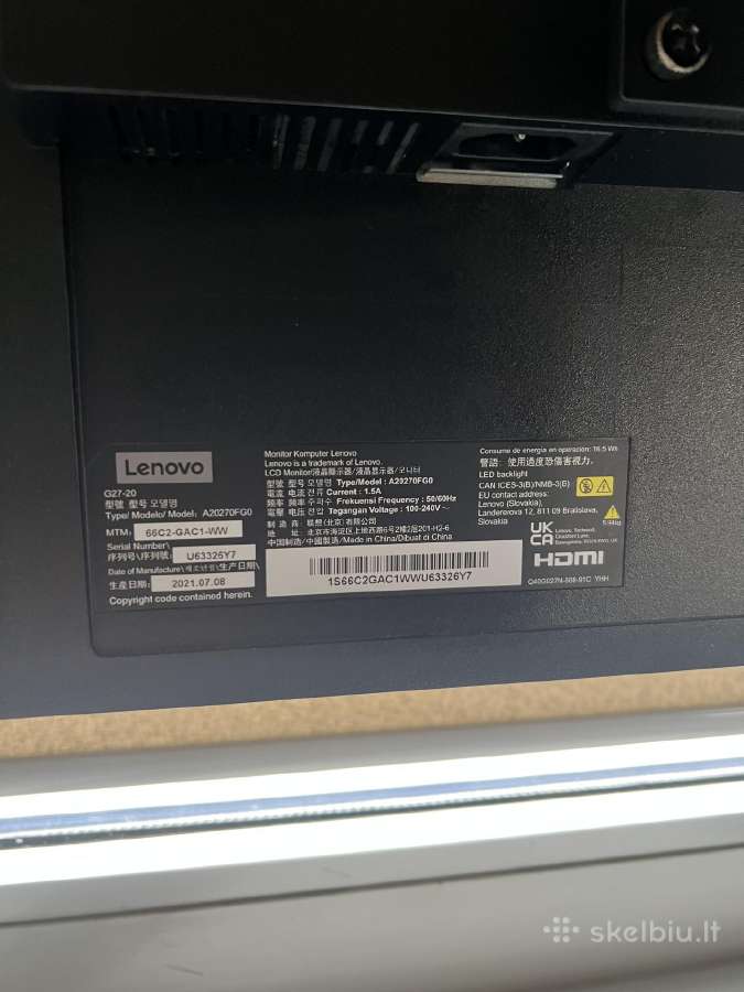 Lenovo gaming monitorius G27-20, 120hz - nuotraukos Nr. 6
