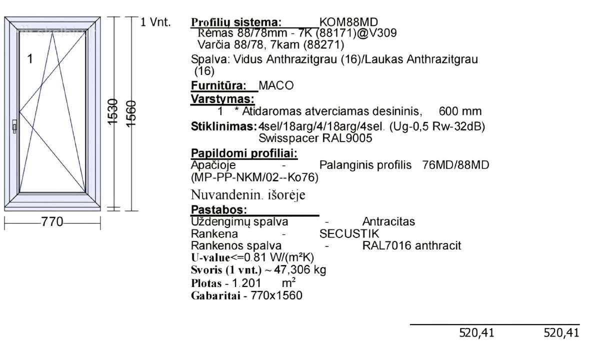 Parduodamas naujas plastikinis langas Komerling88 - nuotraukos Nr. 4
