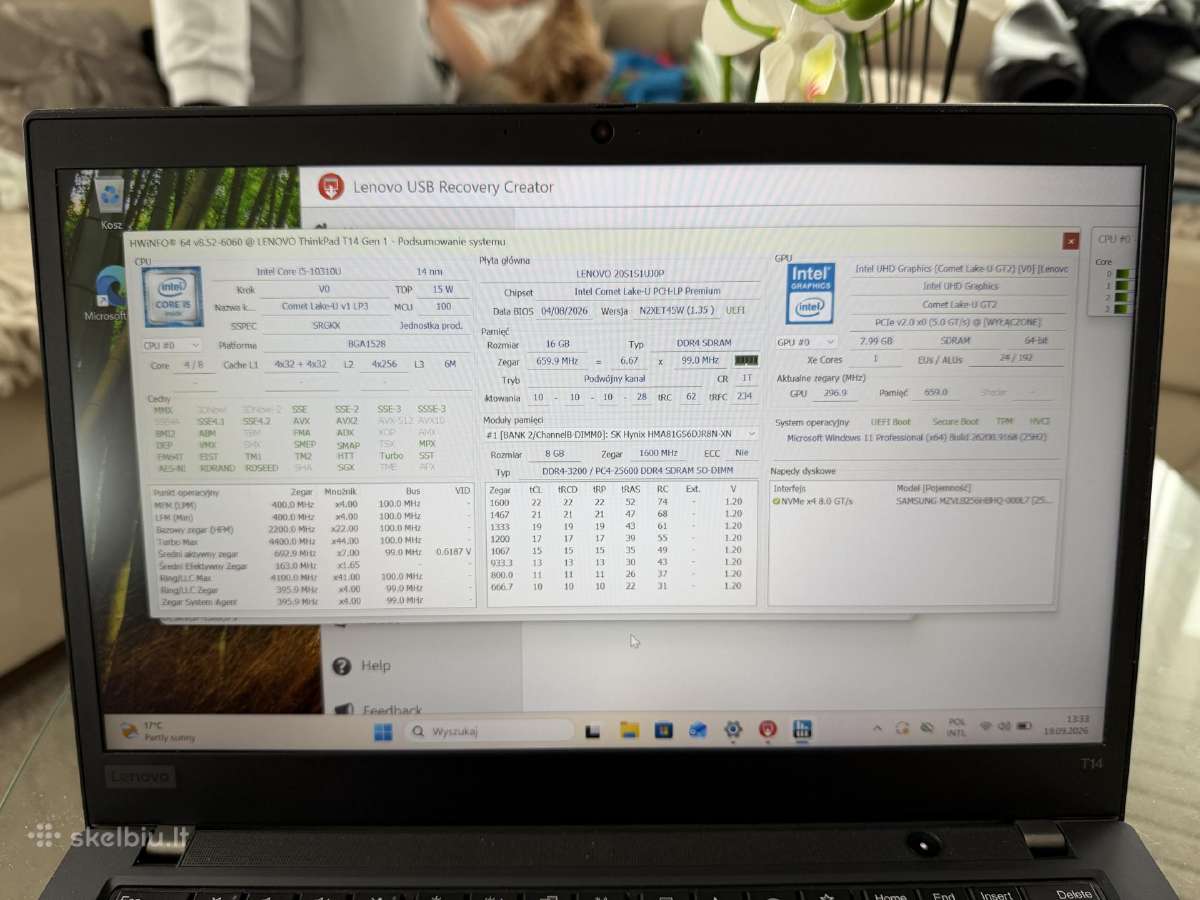Lenovo Thinkpad T14 i5-10310u/16gb dual ddr4 3200 - nuotraukos Nr. 11