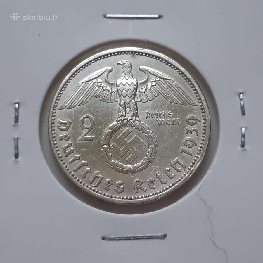 Vokietija 2 reichsmarkės sidabras 1939 - nuotraukos Nr. 2