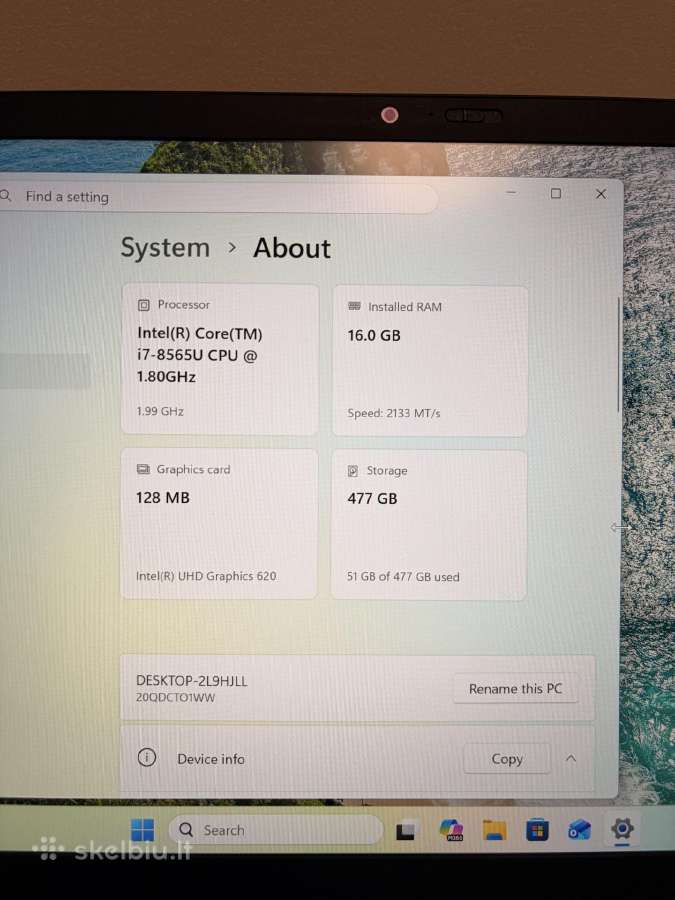 Lenovo Thinkpad X1 Carbon 7th Gen, i7-8565u, 256gb - nuotraukos Nr. 4