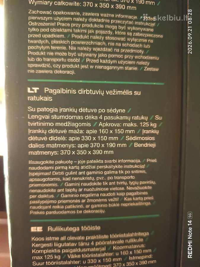 Dirbtuviu vežimėlis-kėdė su ratukais - nuotraukos Nr. 3