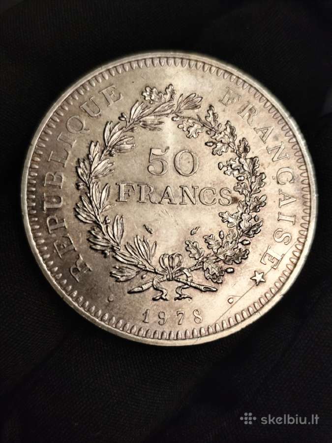 Prancūzija 50 frankų 1978. Unc. Sidabras. - nuotraukos Nr. 3