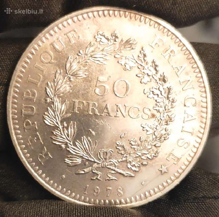 Prancūzija 50 frankų 1978. Unc. Sidabras. - nuotraukos Nr. 4