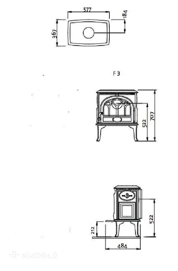 Norvegiška emaliuota krosnelė Jotul F3 - nuotraukos Nr. 6