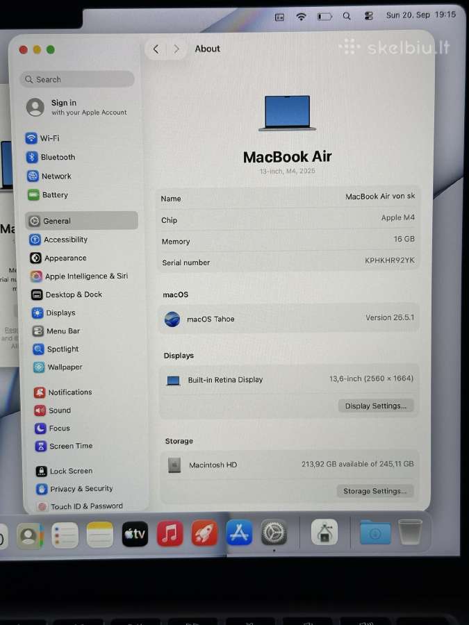 MacBook Air 13 M4 16 GB 256 GB - nuotraukos Nr. 7