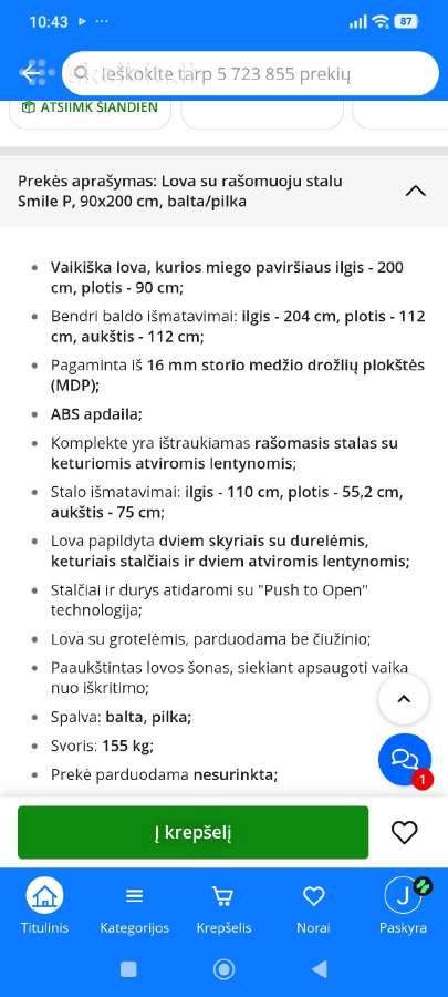 Vaikiška lova su stalu - nuotraukos Nr. 9