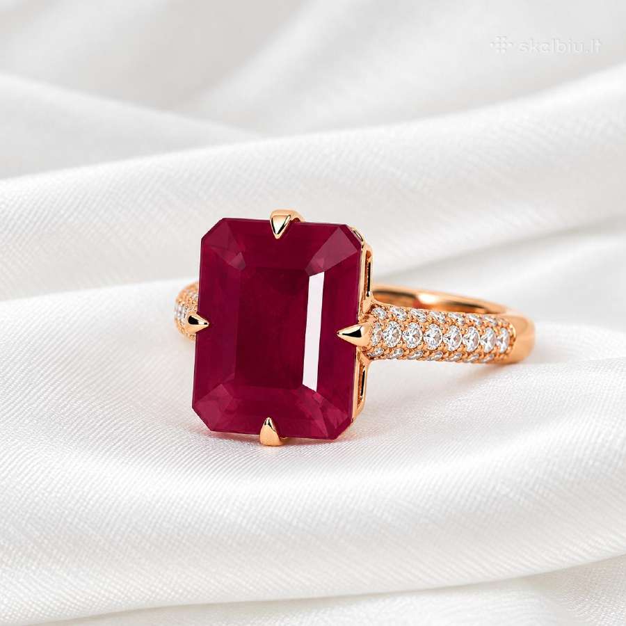 585 aukso žiedas – 7,29 ct natūralus rubinas - nuotraukos Nr. 5