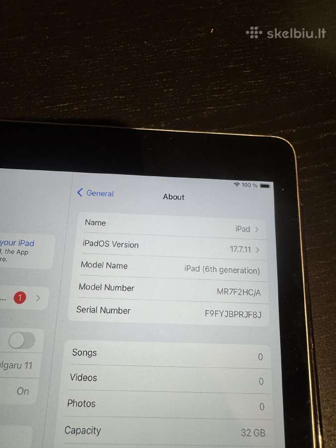 iPad 6th Gen (2018) 32gb Wi-fi (A1893) - nuotraukos Nr. 3