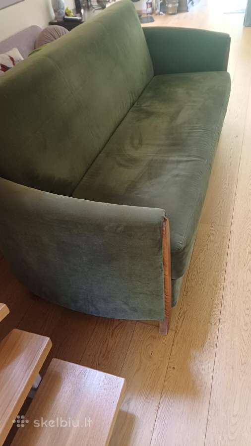 Geros būklės žalia veliūrinė sofa-lova - nuotraukos Nr. 2