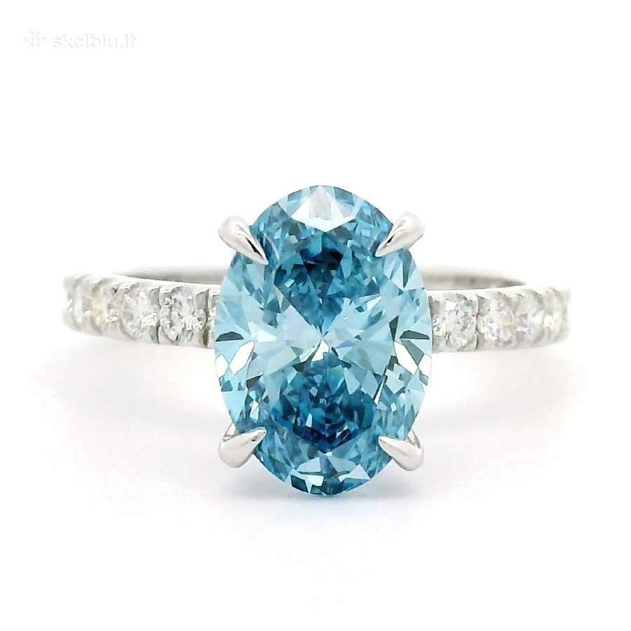Platinos žiedas sy 2,5ct žydriu LG deimantu - nuotraukos Nr. 5