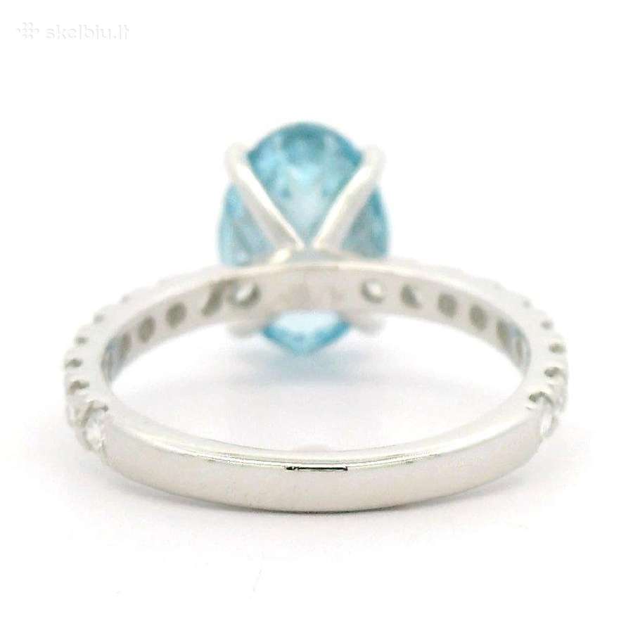Platinos žiedas sy 2,5ct žydriu LG deimantu - nuotraukos Nr. 6