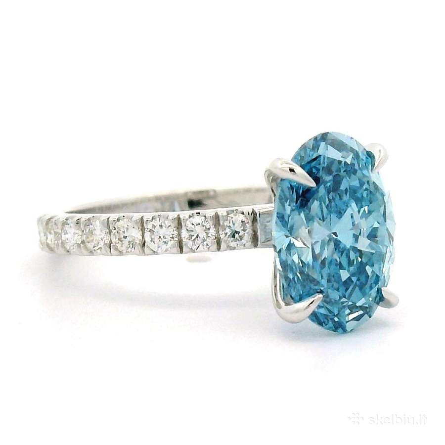 Platinos žiedas sy 2,5ct žydriu LG deimantu - nuotraukos Nr. 7