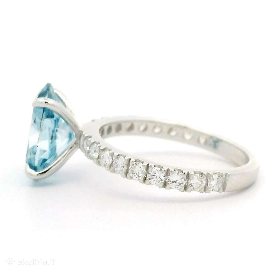 Platinos žiedas sy 2,5ct žydriu LG deimantu - nuotraukos Nr. 8