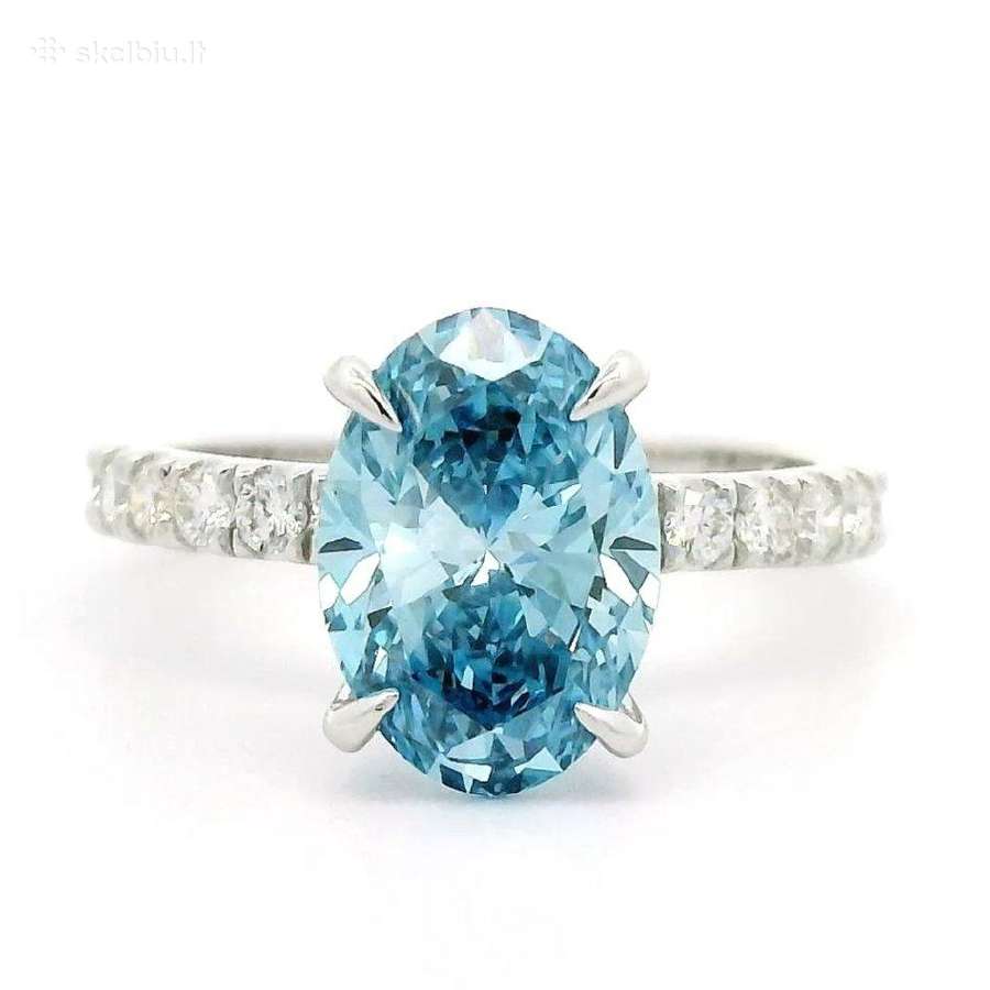 Platinos žiedas sy 2,5ct žydriu LG deimantu - nuotraukos Nr. 9