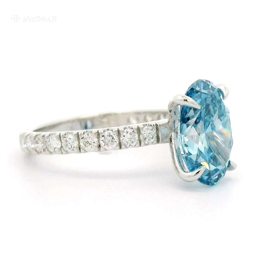 Platinos žiedas sy 2,5ct žydriu LG deimantu - nuotraukos Nr. 10