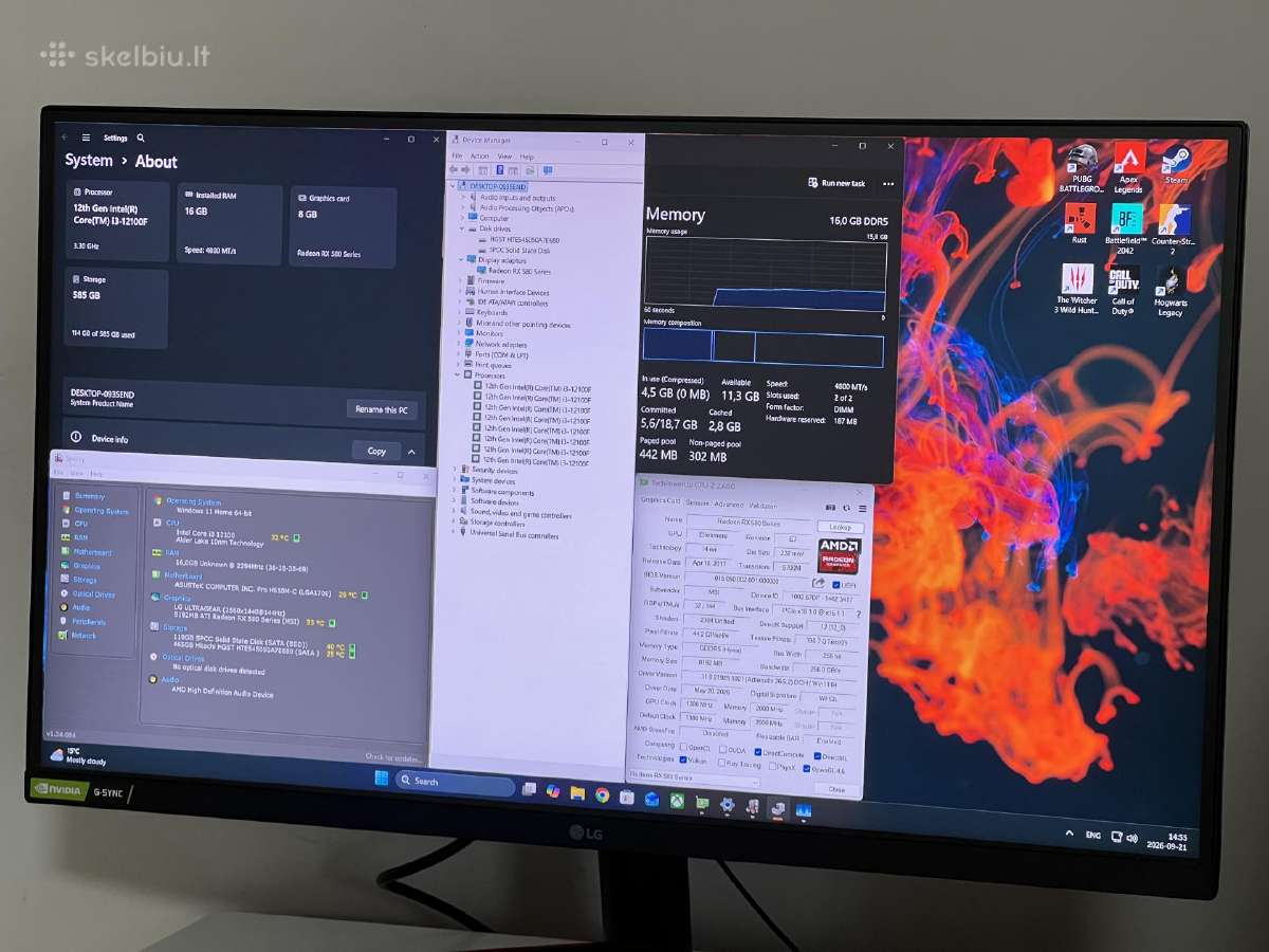 Parduodamas Stac. Su Rx 580 8gb, I3-12k, Ddr5. - nuotraukos Nr. 3