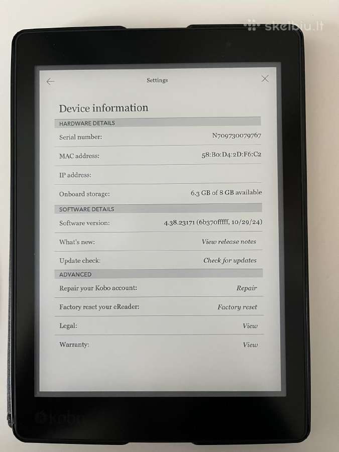 Kobo Aura One elektroninė skaityklė - nuotraukos Nr. 10