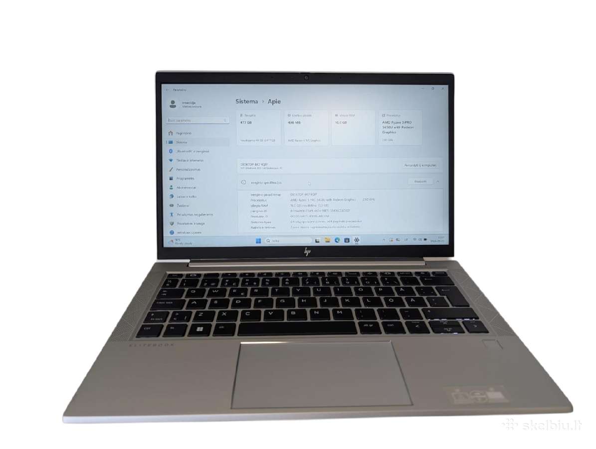 Hp Elitebook 835 G8 – Ryzen 3 Pro 5450u / 16/512 - nuotraukos Nr. 3