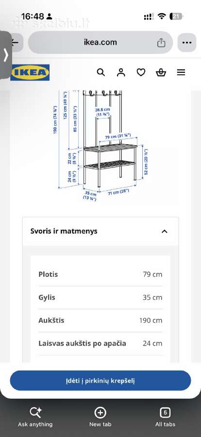Ikea kabykla batų lentyna - nuotraukos Nr. 2