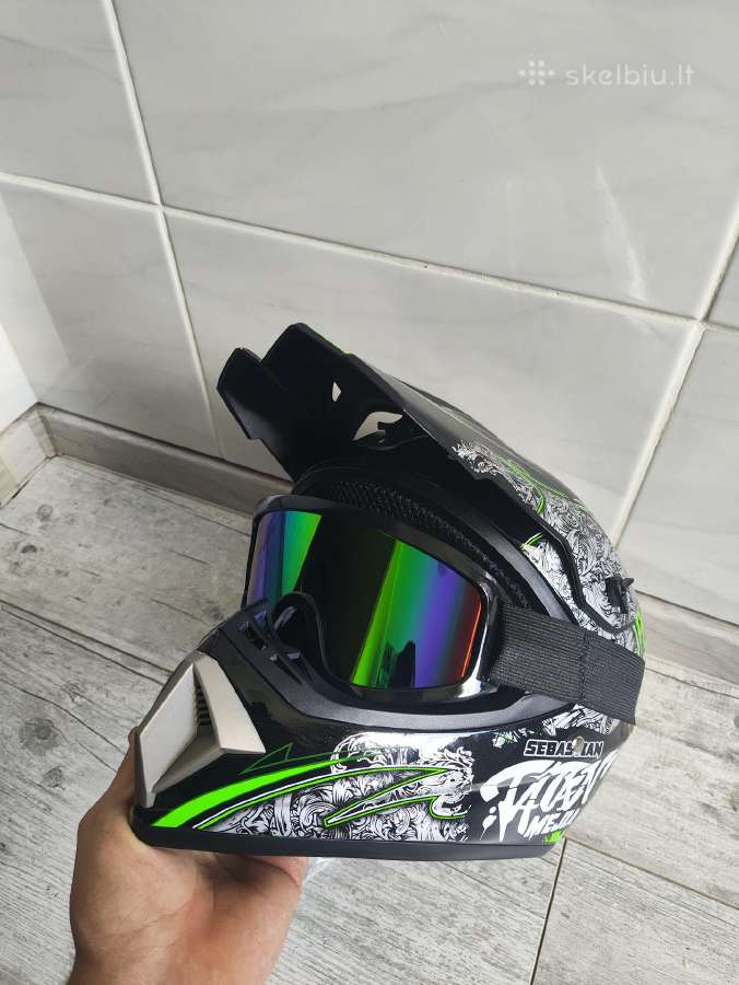 Nauji Vaikiški Motokrosinio tipo šalmai + akiniai - nuotraukos Nr. 2