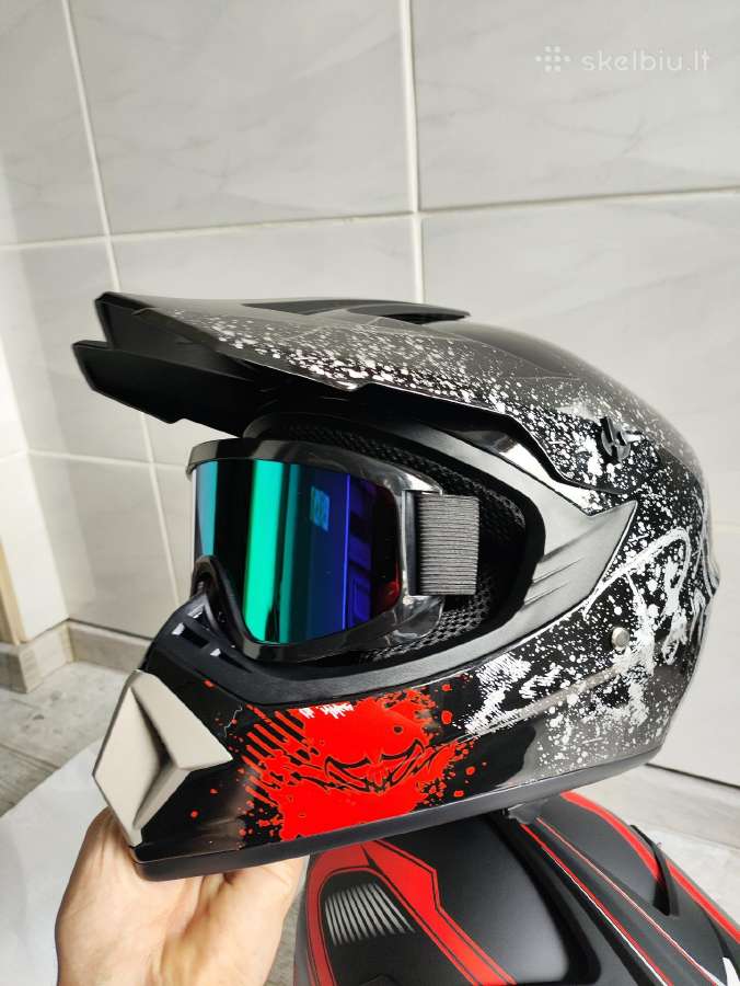 Nauji Vaikiški Motokrosinio tipo šalmai + akiniai - nuotraukos Nr. 8