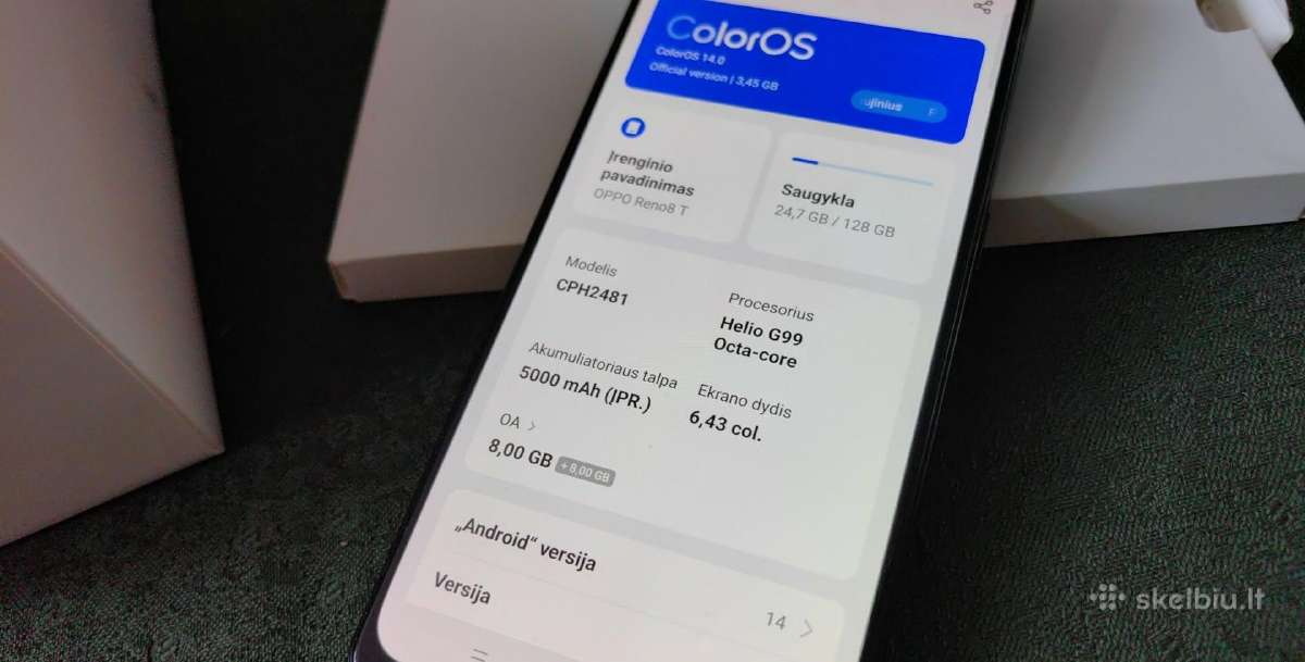 Oppo Reno 8t 16/128gb komplkt dezut - nuotraukos Nr. 5