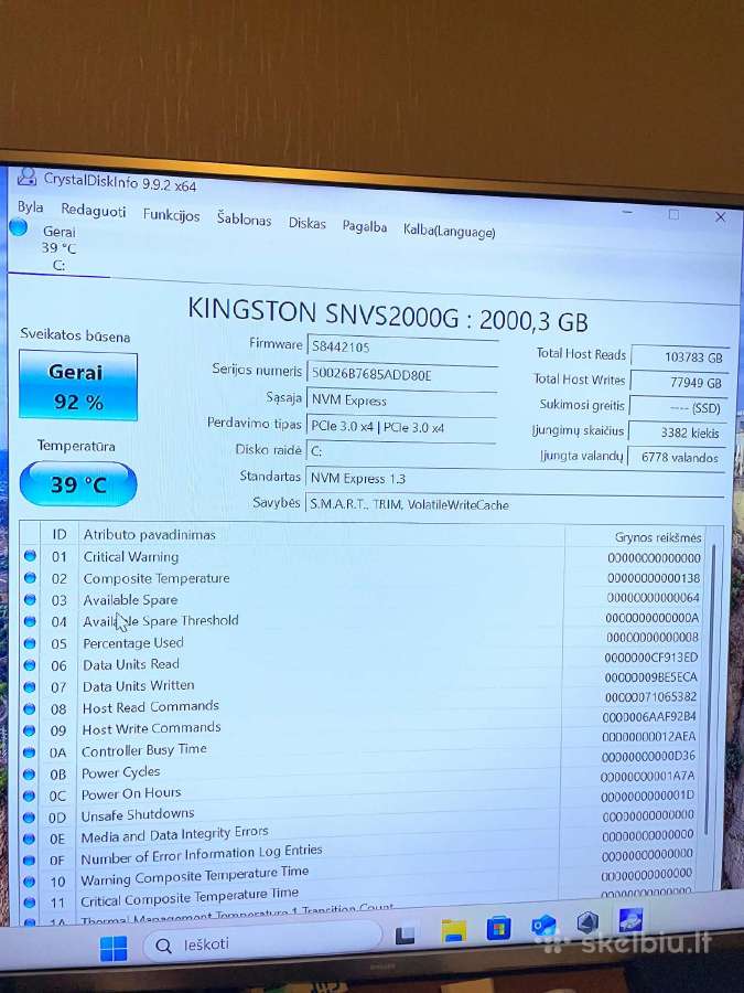 Kingston M2 2tb SSD - nuotraukos Nr. 2