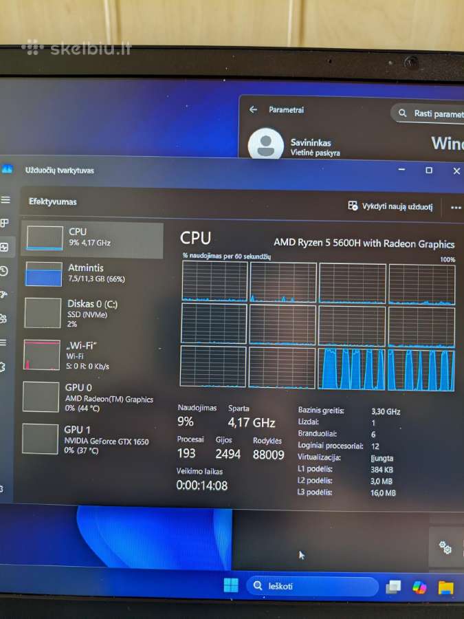 Hp Gaming 15 / Ryzen 5 5600h / Gtx 1650 / 144hz - nuotraukos Nr. 10