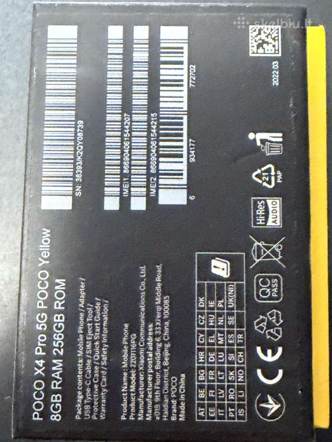 Poco X4 Pro 5G 8gb RAM 256gb Rom Geltonas - nuotraukos Nr. 8