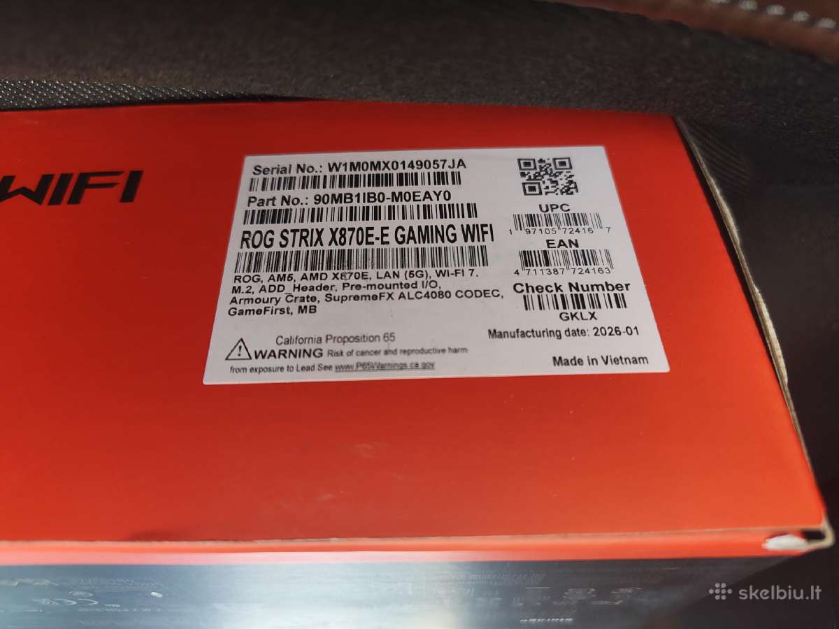 Nauja Amd Am5 Asus rog strix x870e-e gaming WiFi - nuotraukos Nr. 3