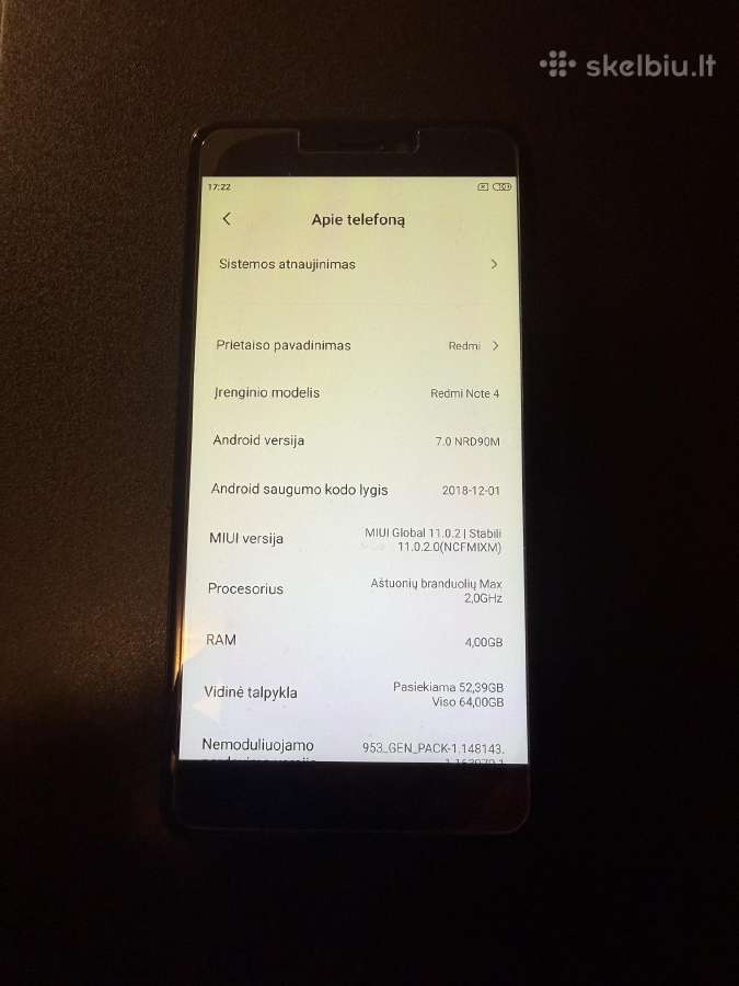 Redmi Note 4 RAM 4 GB Rom 64 GB - nuotraukos Nr. 3