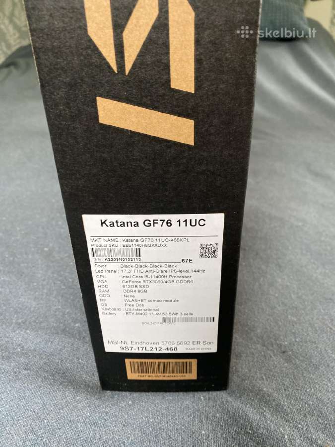 Msi Katana Gf76 11uc 17.3 - nuotraukos Nr. 3