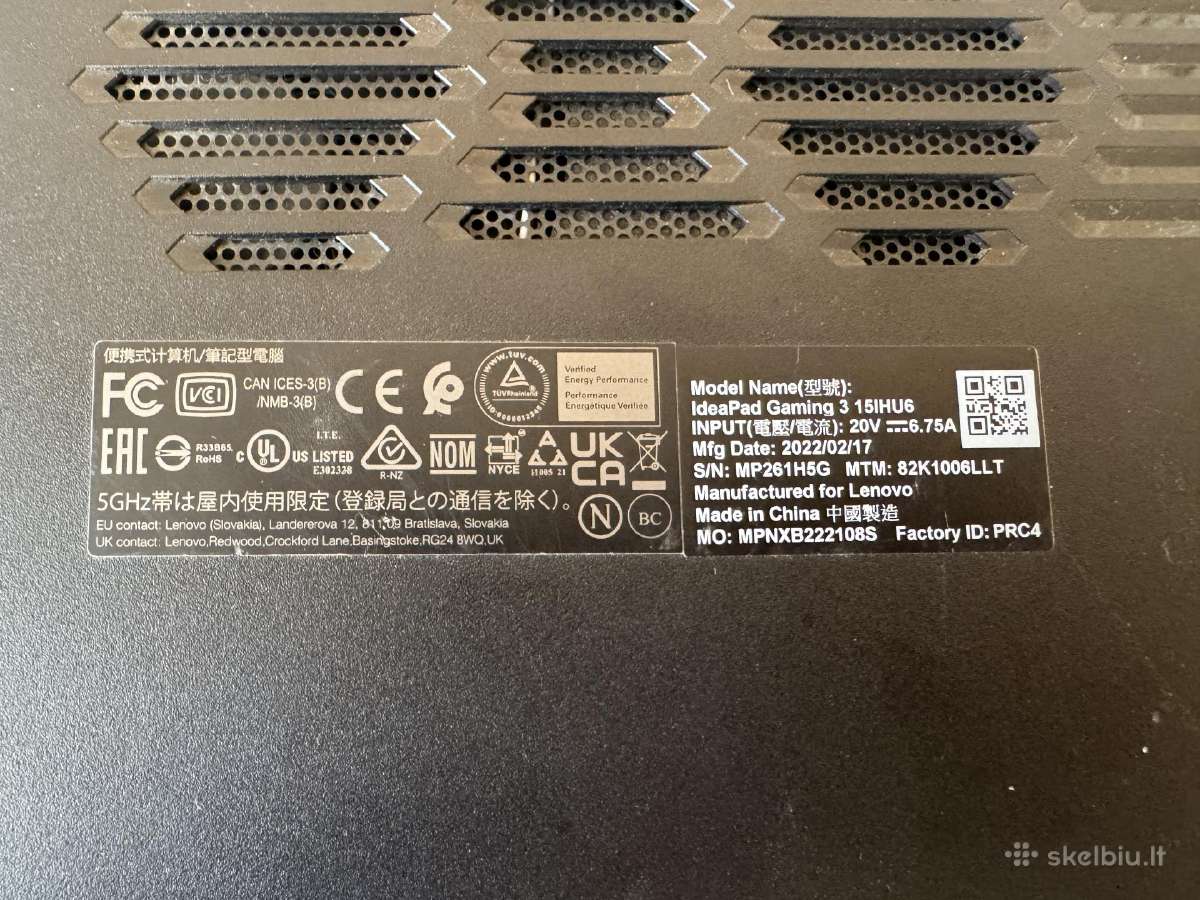 Lenovo Ideapad Gaming 3 donoras - nuotraukos Nr. 3