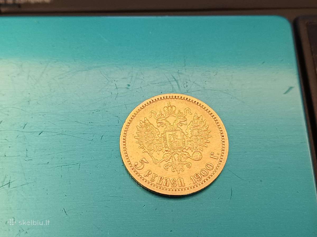 Rusijos imp.nikolajaus II 5 rublių auksinę moneta - nuotraukos Nr. 3