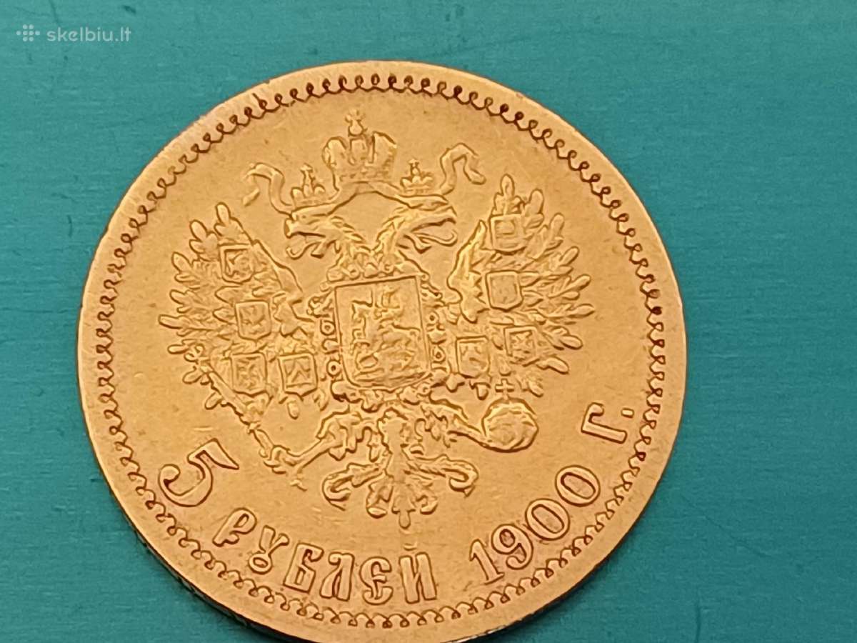 Rusijos imp.nikolajaus II 5 rublių auksinę moneta - nuotraukos Nr. 4
