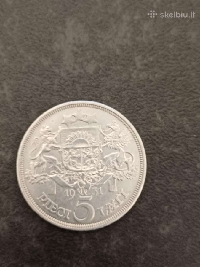 Sidabrine moneta 1931 metų 5 latai Milda - nuotraukos Nr. 3