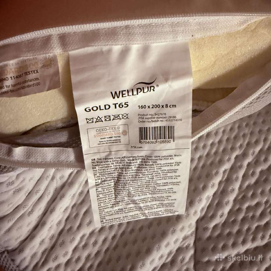 Wellpur Gold T65 160cmx200cmx8cm Antčiužinis - nuotraukos Nr. 4