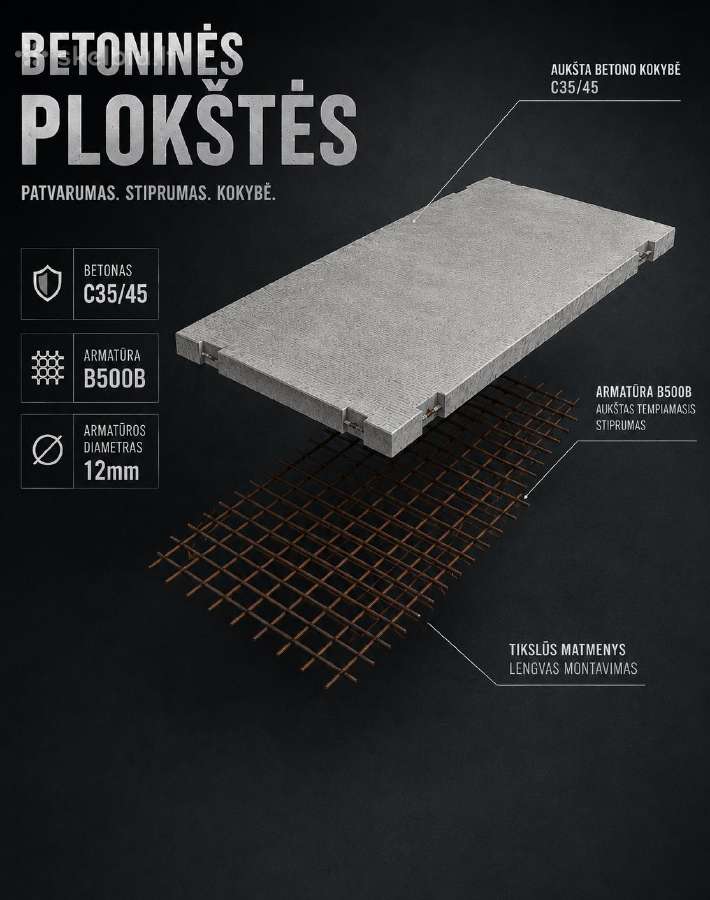 Betoninės kelio plokštės,ūkis,logistika,aikštelės - nuotraukos Nr. 2