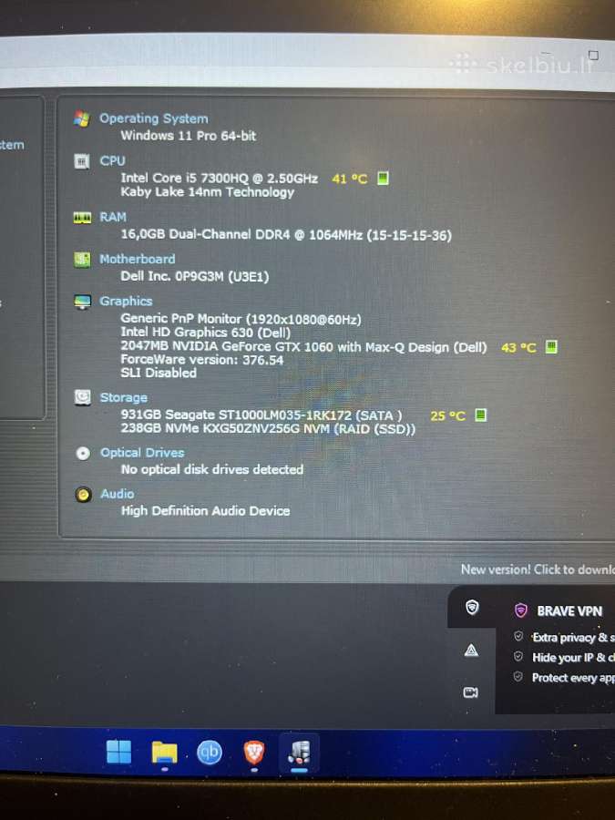 Lenovo inspiron gtx 1060 6g, 16gb RAM laptopas - nuotraukos Nr. 4